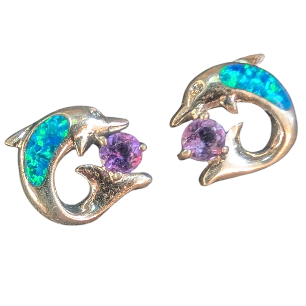 Sterling Silver Dolphin Stud Earrings